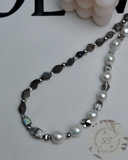 Classic Fabulous . Baroque & Blue Moonstone Necklace