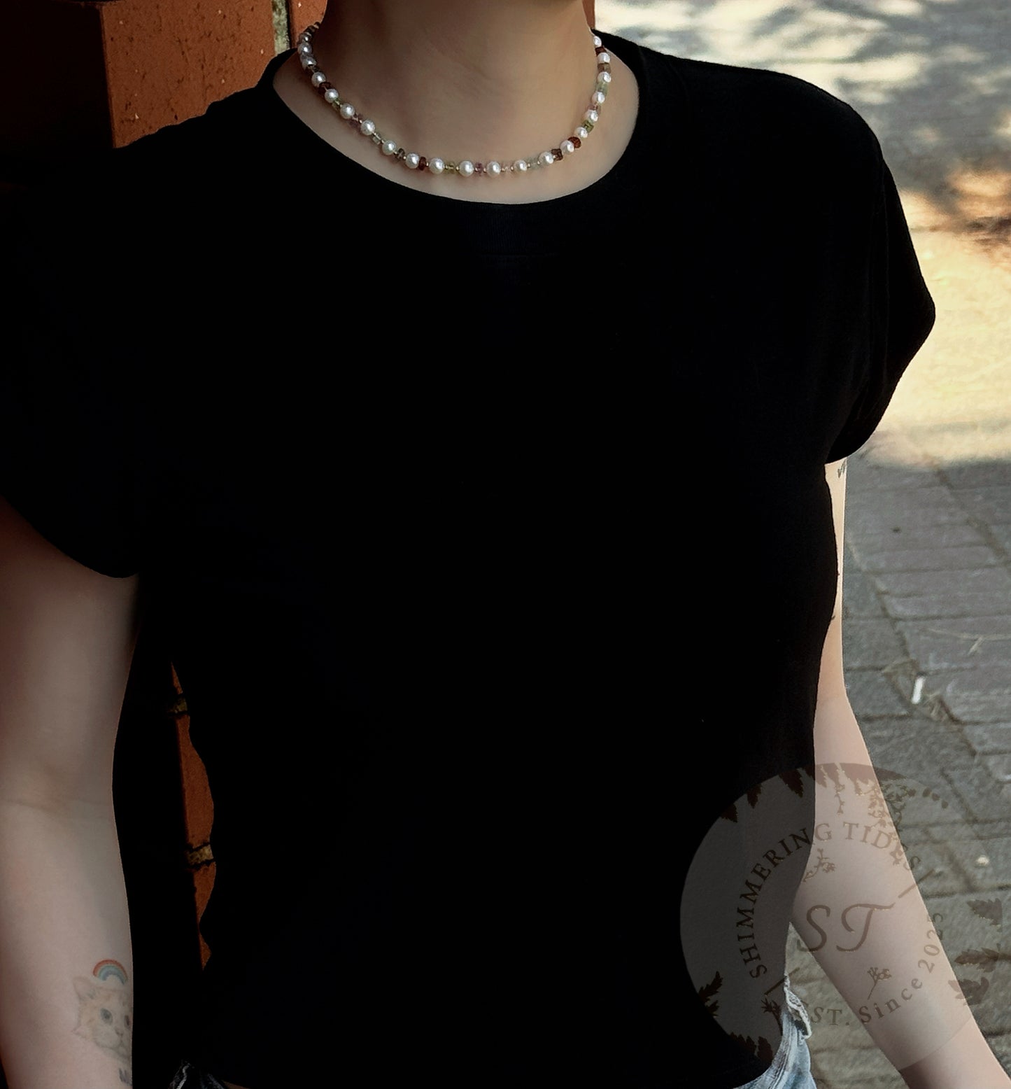 Summer Lights . Crystal & Freshwater Pearl Necklace