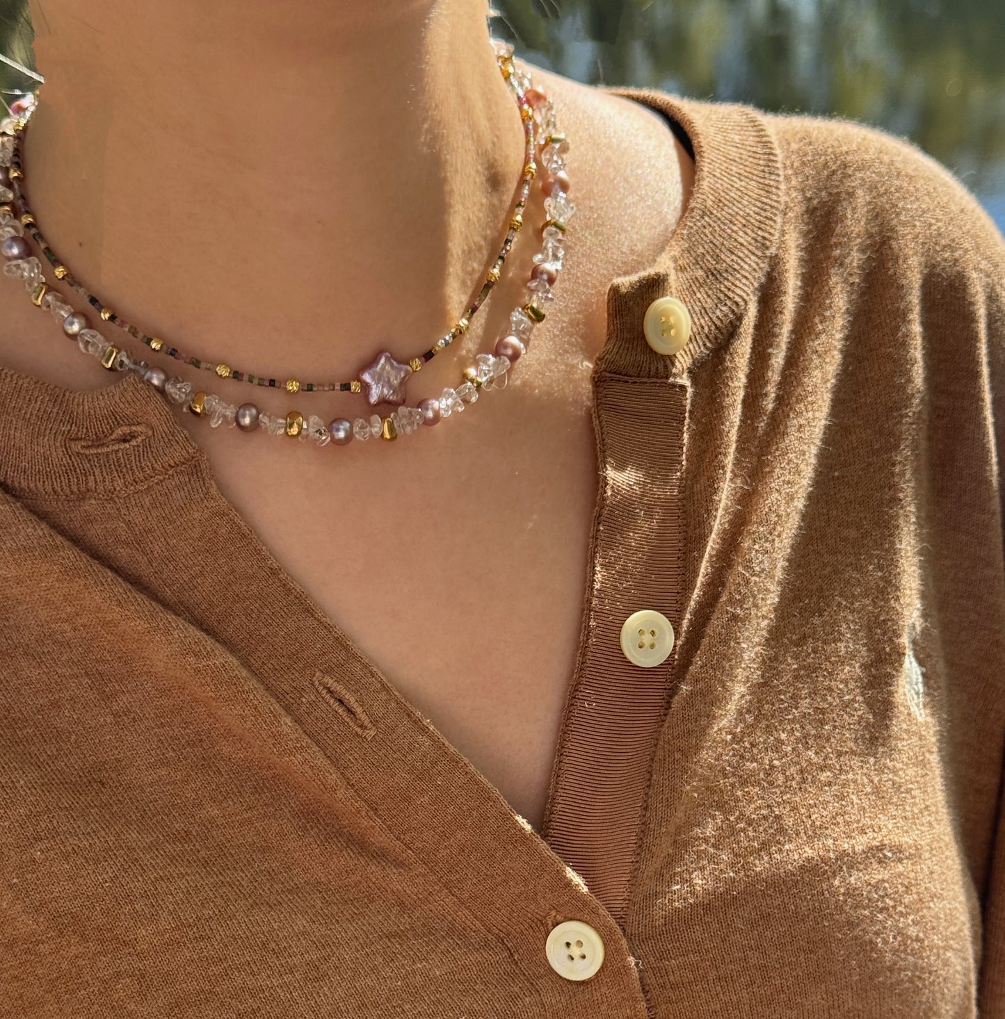 Summer Lights . Star baroque necklace