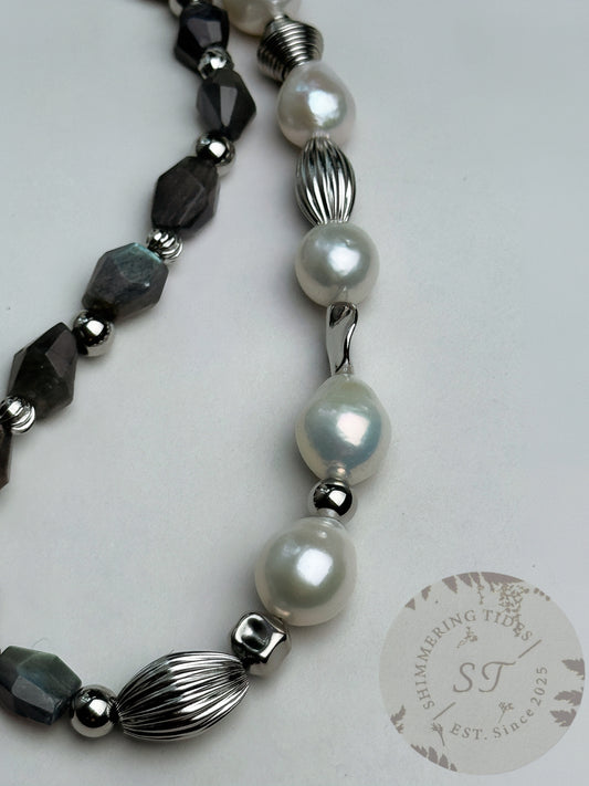 Classic Fabulous . Baroque & Blue Moonstone Necklace