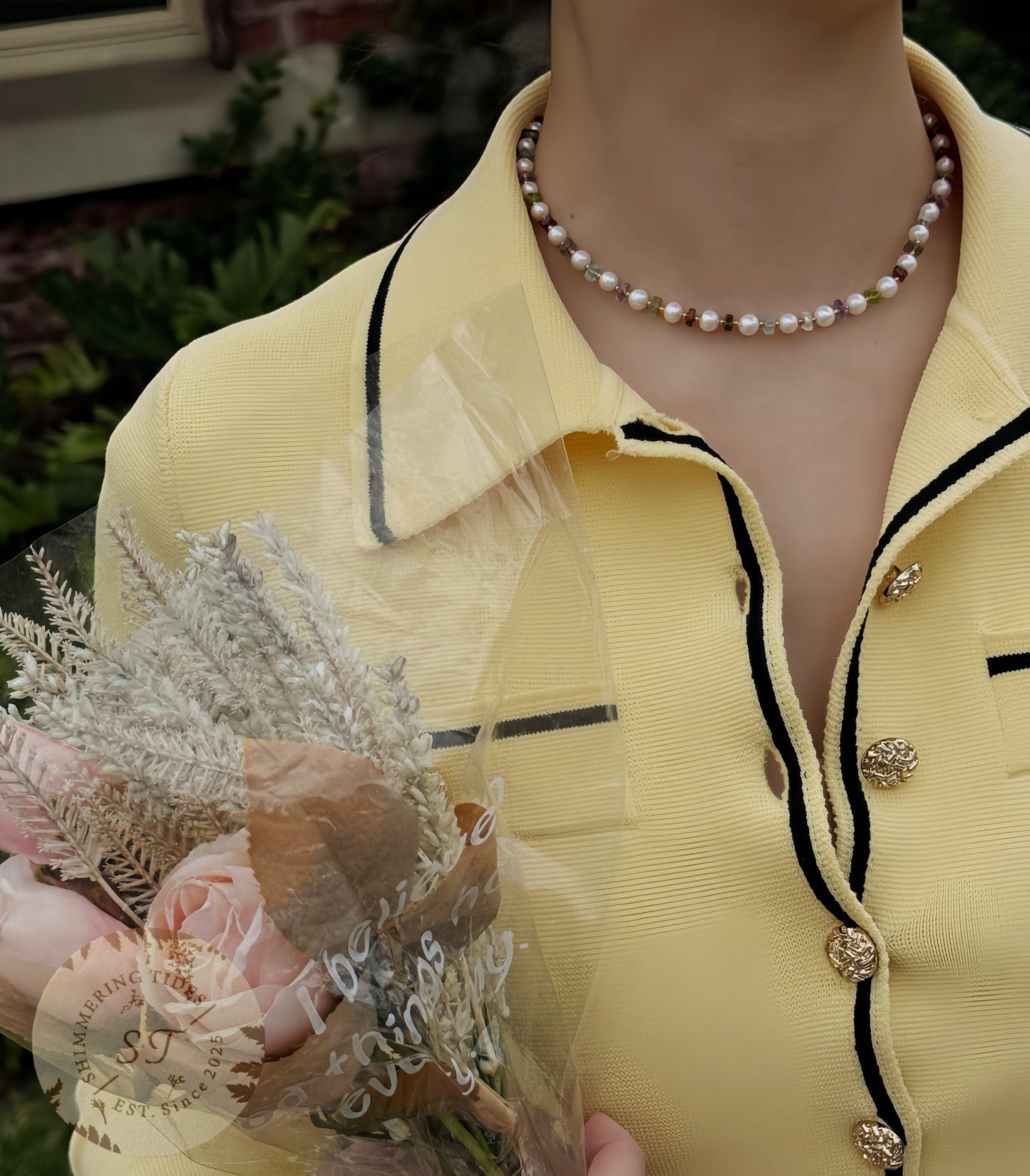 Summer Lights . Crystal & Freshwater Pearl Necklace