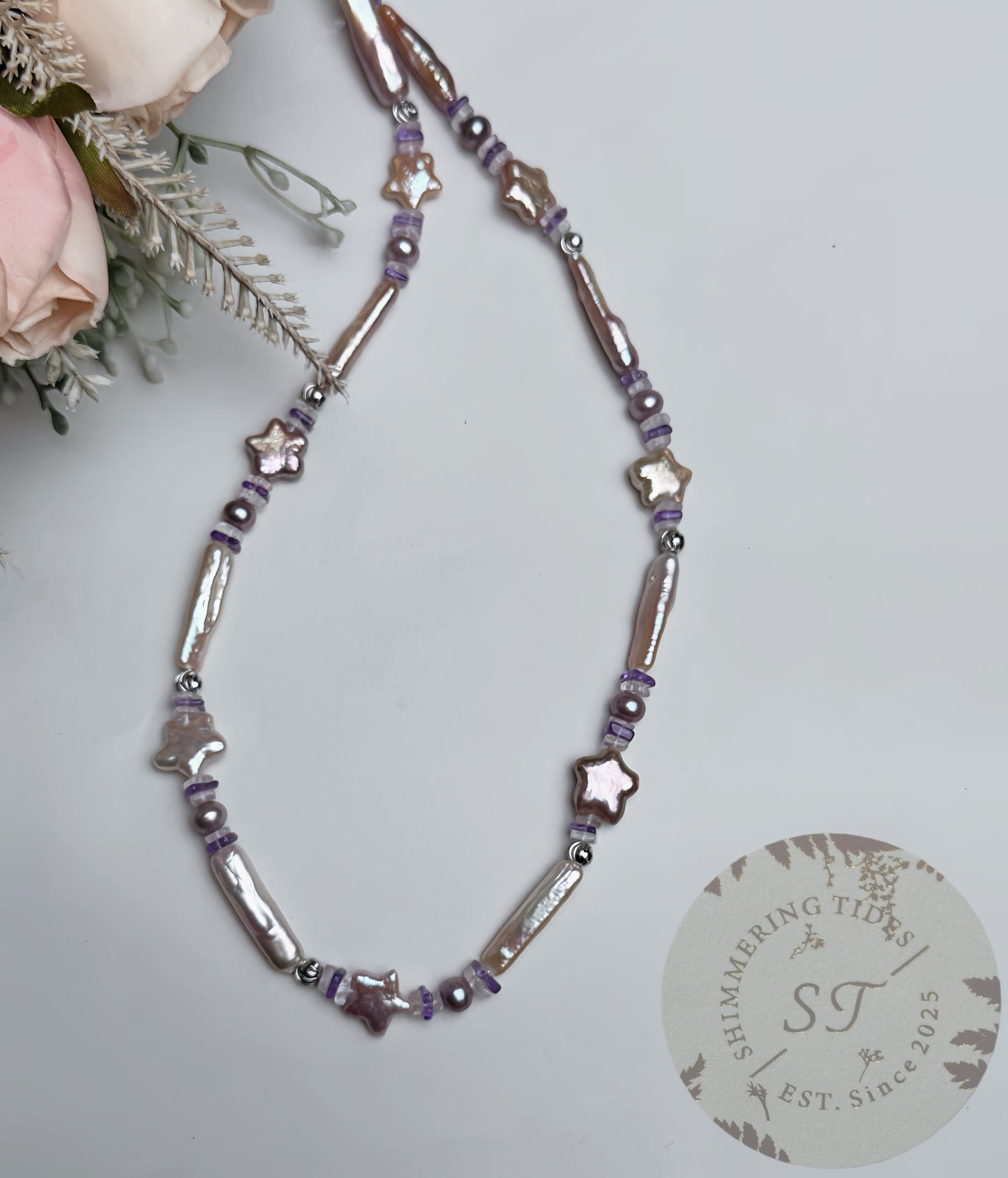 Autumn Love . Star Baroque Pearl Necklace